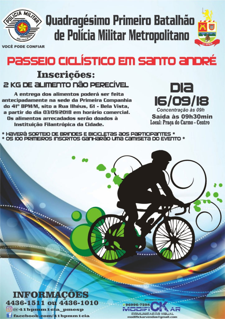 Passeio Ciclístico neste domingo16 em Santo André2