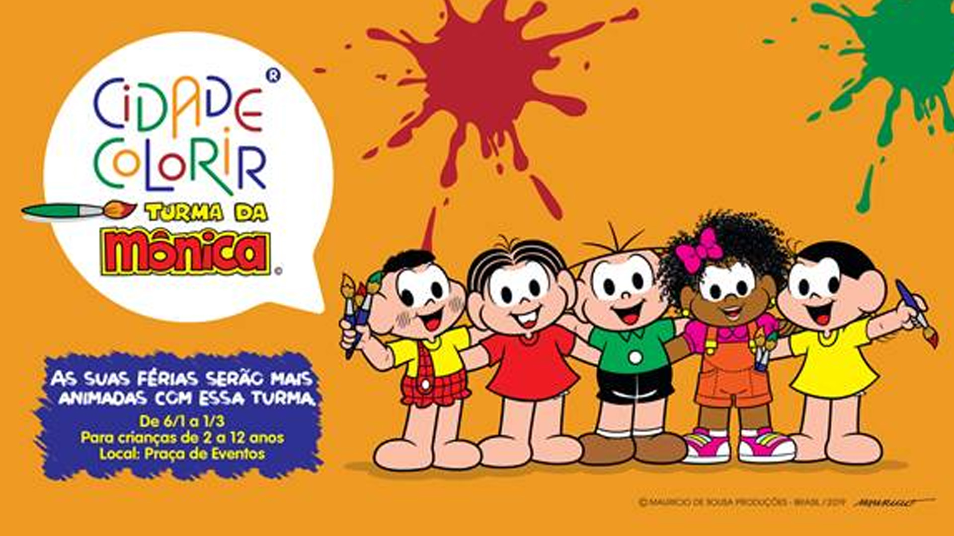 Cidade Colorir Turma da Mônica chega ao Golden Square Shopping