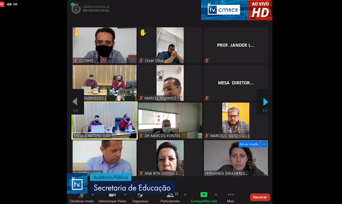 Educacao municipal de Sao Caetano presta contas em audiencia publica transmitida da Camara Municipal