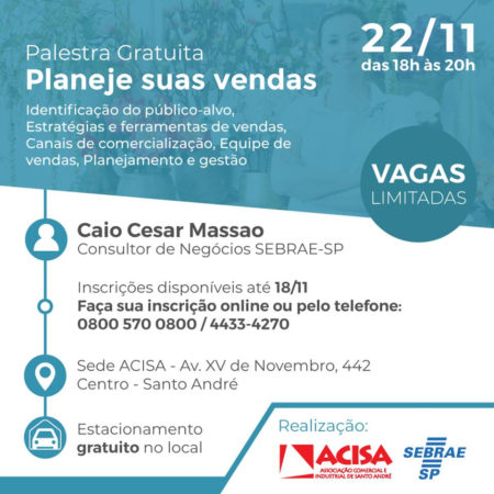 Acisa e Sebrae promovem palestra gratuita