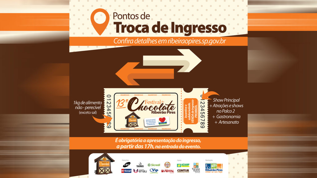 A partir dessa quarta feira Prefeitura disponibiliza ingressos para todos os dias do 13º Festival do Chocolate