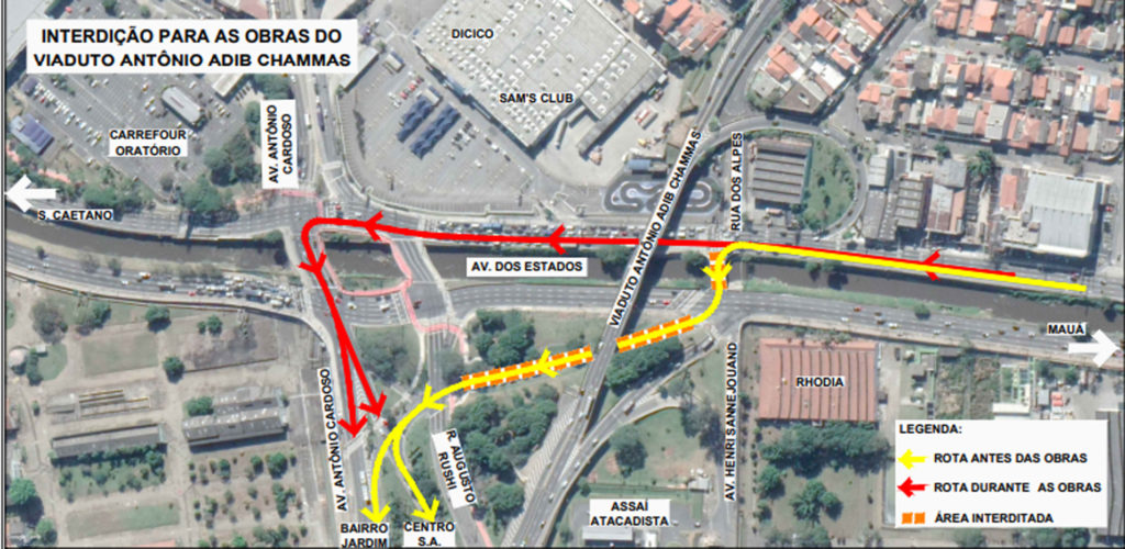 Ponte da rua dos Alpes será interditada durante obras de duplicação do viaduto Adib Chammas3