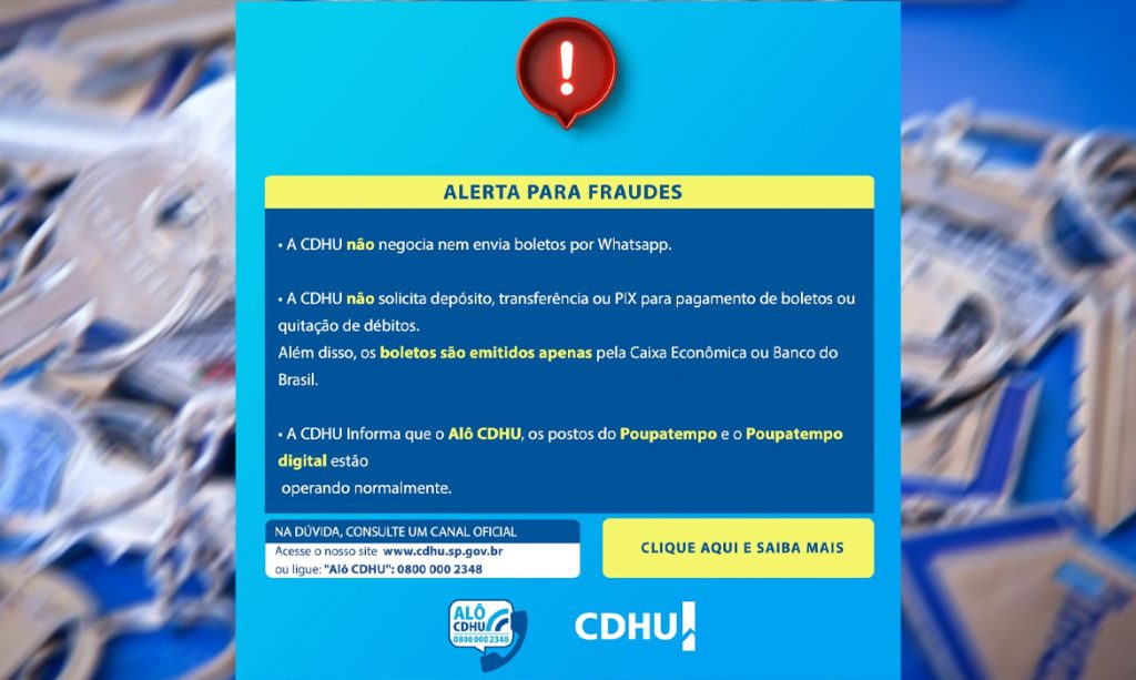 CDHU alerta para golpe do boleto de cobranca falso pelo WhatsApp