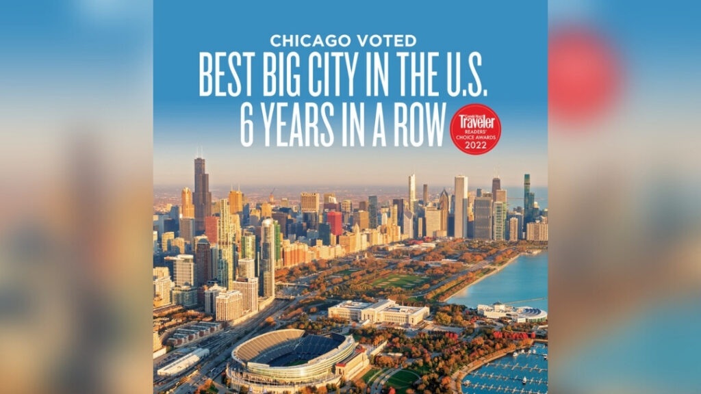 Chicago é eleita a "Melhor Cidade Grande dos EUA" pelo histórico sexto ano consecutivo de acordo com os leitores da Condé Nast Traveler