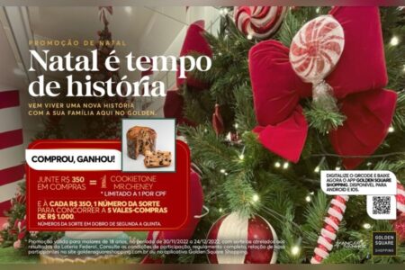 Campanha de Natal do Golden Square Shopping presenteia clientes com cookietone e sorteia vales compras