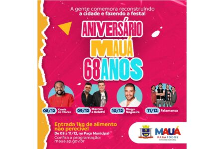 Mauá comemora 68 anos com shows no Paço Municipal