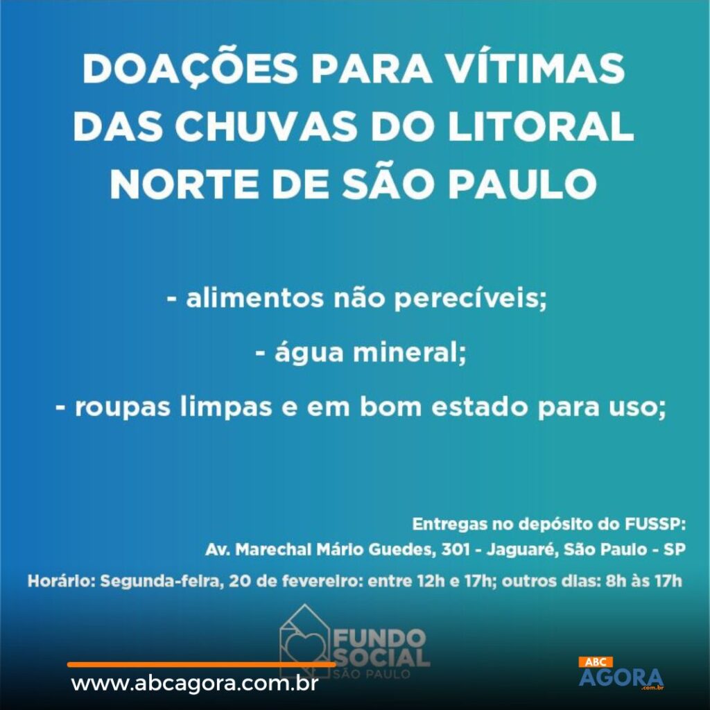 Fundo Social de São Paulo recebe doações para vítimas das chuvas do litoral norte