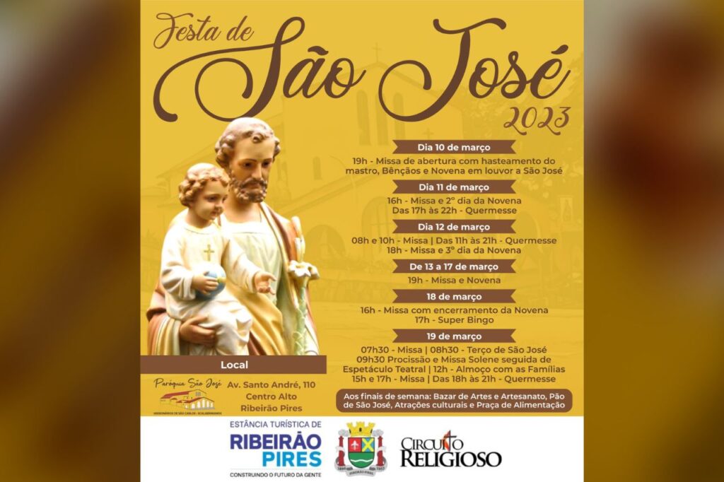 Festa de São José 2023 começa hoje em Ribeirão Pires