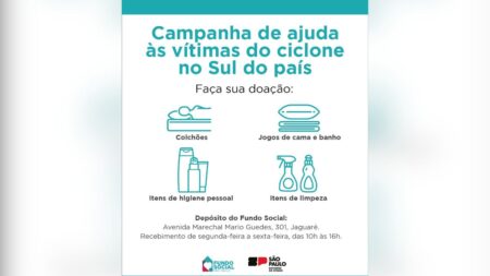 Fundo Social de SP faz campanha para ajudar vítimas de ciclone no RS