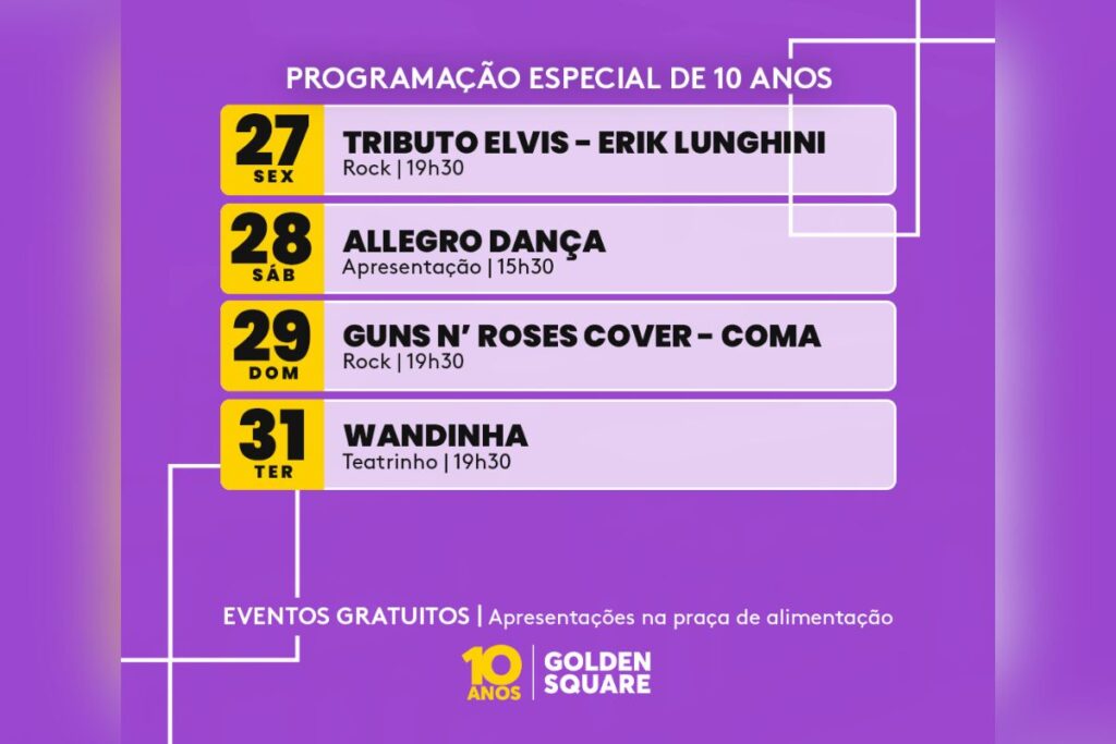 Golden Square completa 10 anos com programação especial

