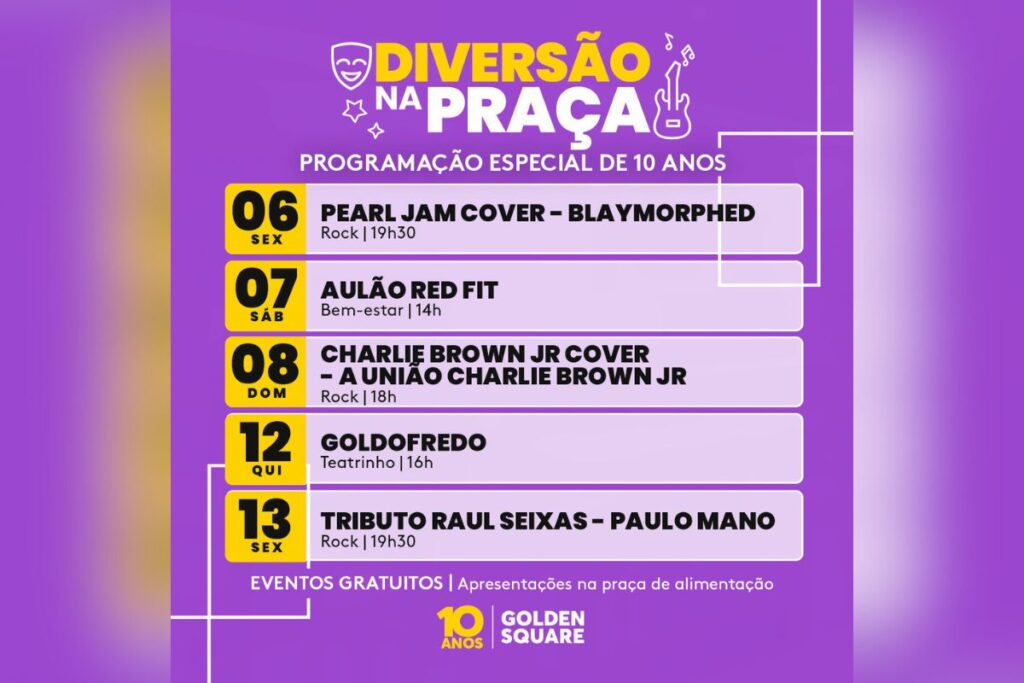 Golden Square completa 10 anos com programação especial