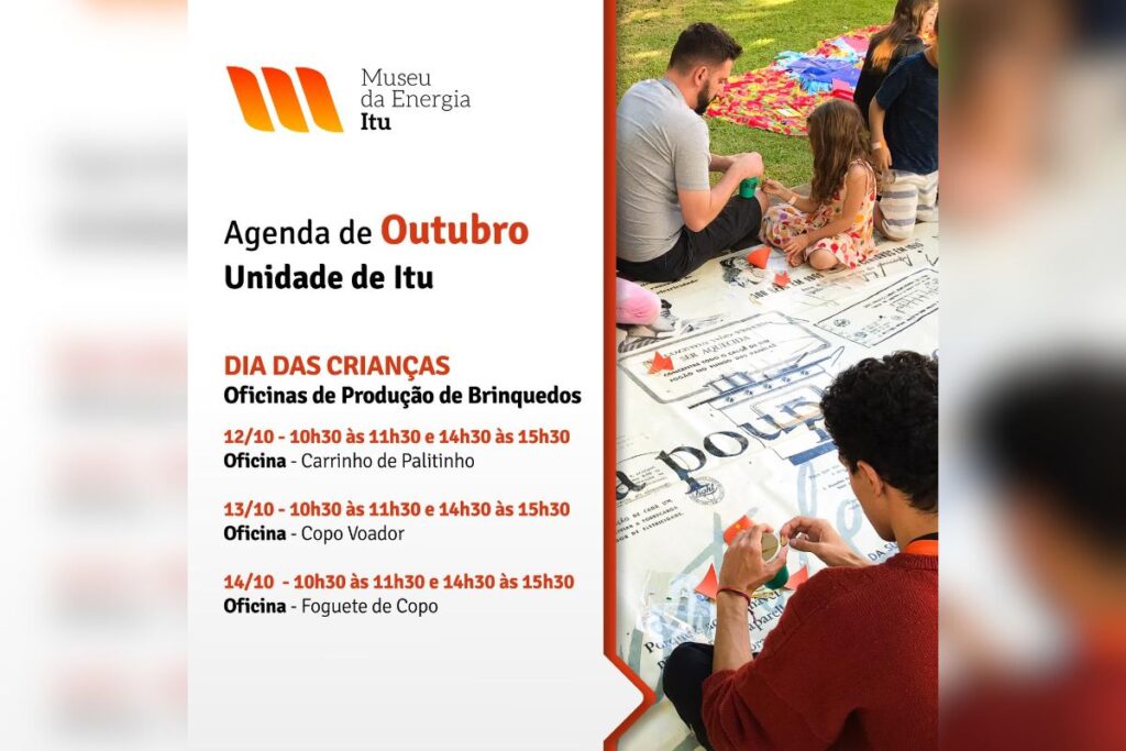 Museu da Energia de Itu oferece três diferentes oficinas em comemoração ao Dia das Crianças