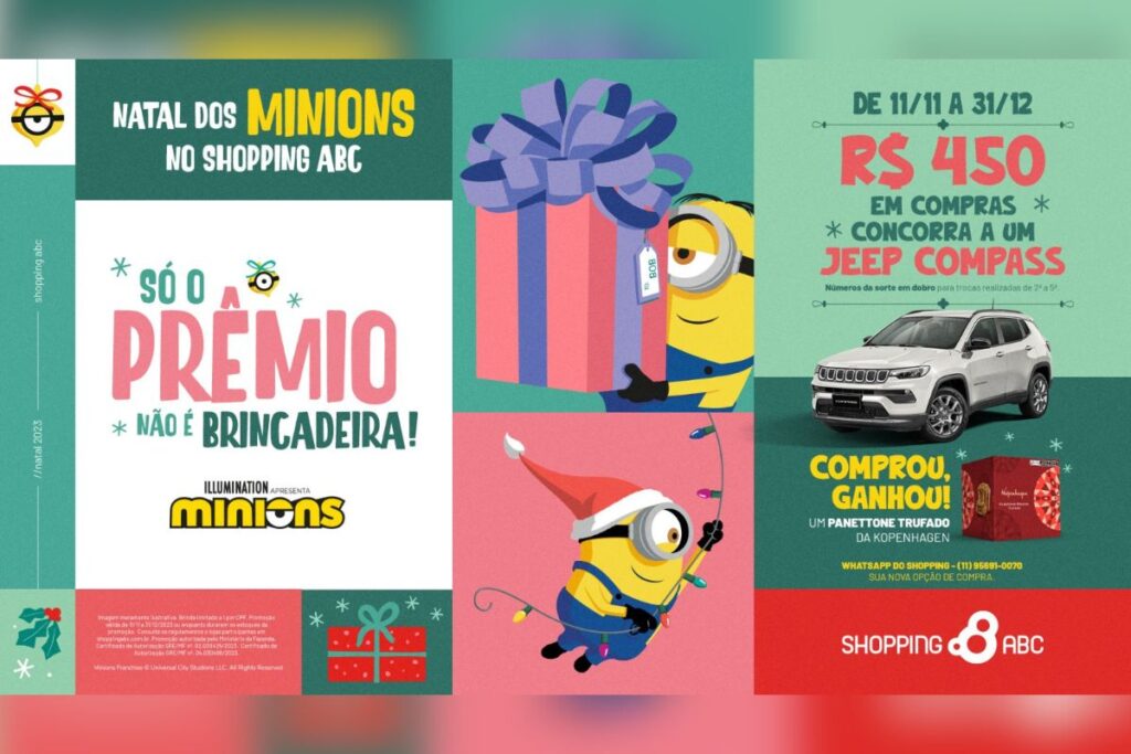 Mundo mágico dos Minions recheia o Natal no Shopping ABC