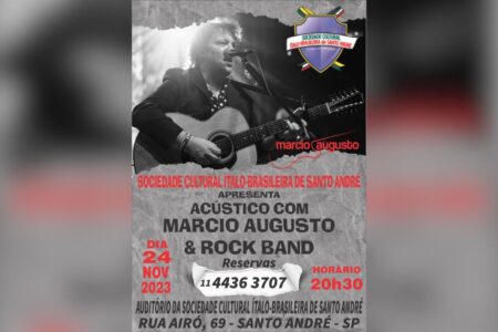 Sociedade Ítalo-Brasileira de Santo André apresenta show acústico com Marcio Augusto