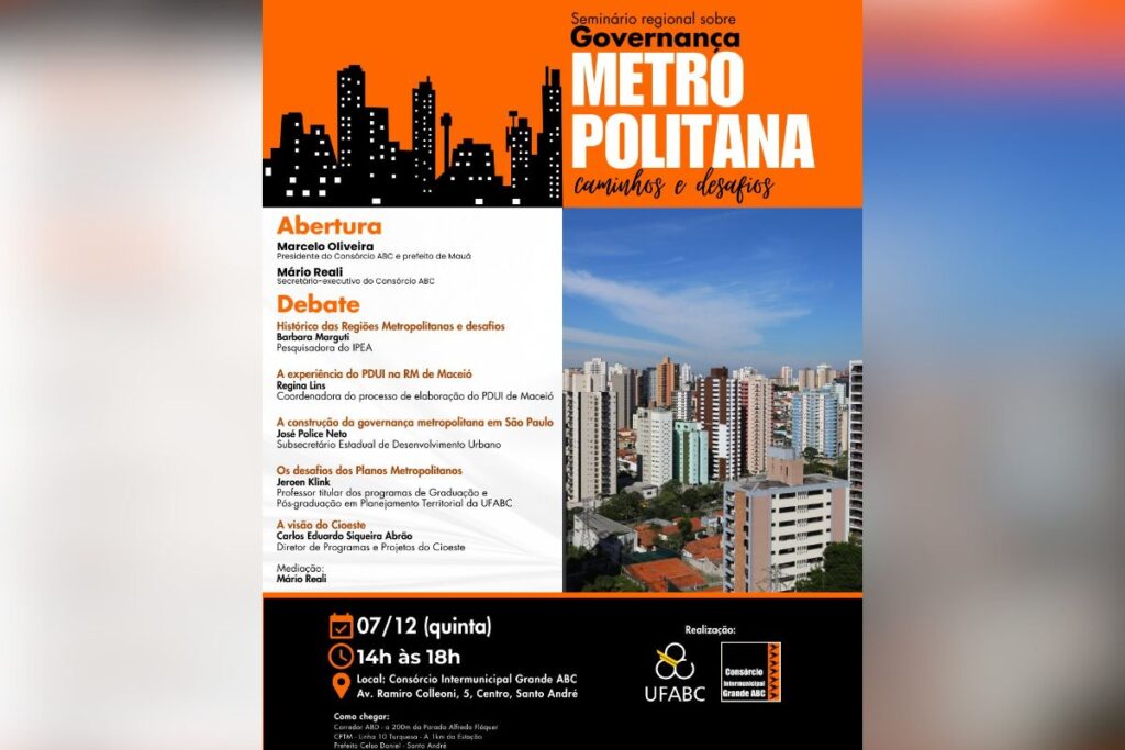 Consórcio ABC e UFABC promovem seminário sobre governança metropolitana