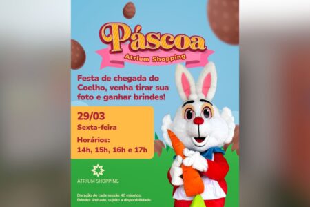 Coelhinho e chocolate marcam Páscoa no Atrium Shopping