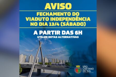 Interdição total do Viaduto Independência nos dias 13 e 20/4