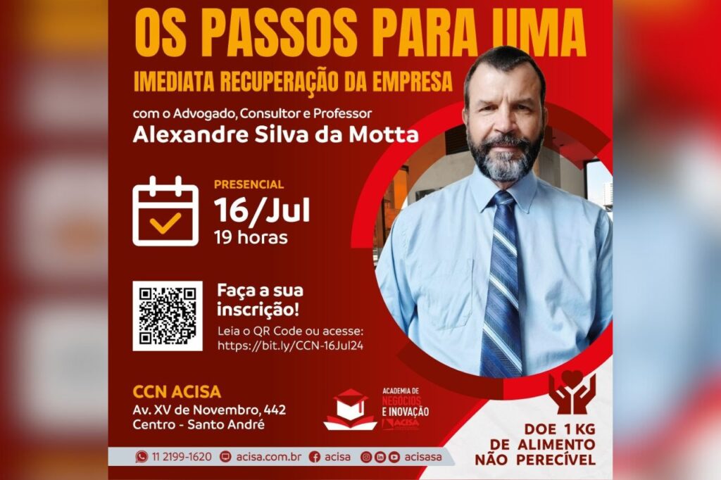 Recuperação imediata de empresas endividadas é tema de palestra na ACISA
