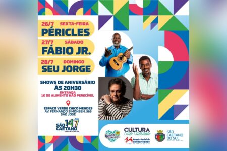 São Caetano completa 147 anos com shows de Péricles, Fábio Jr, Seu Jorge e muito mais!