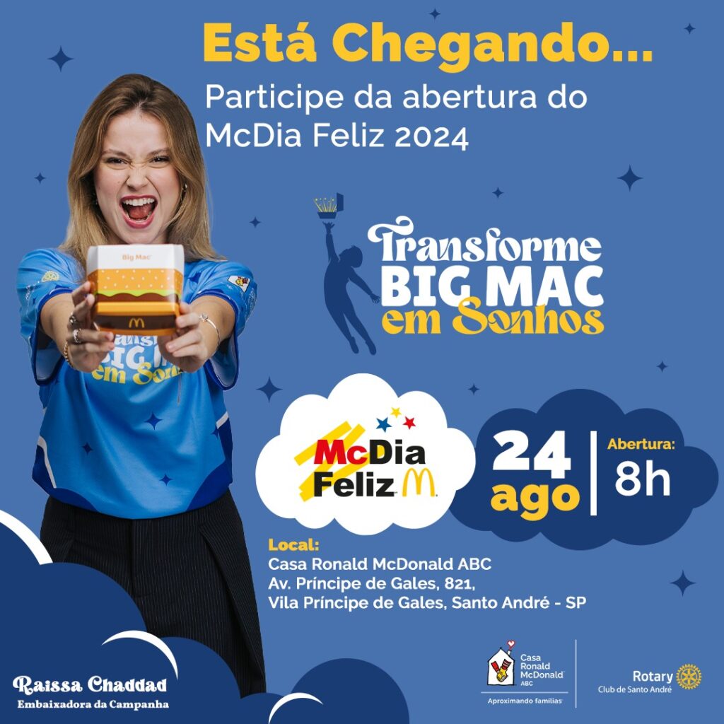 Casa Ronald McDonald ABC realizará McDia Feliz em 24 de agosto 