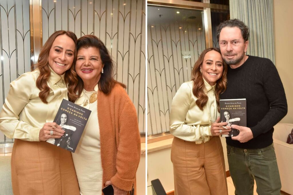 Luiza Helena Trajano e João Armentano prestigiam o lançamento do livro da empresária Renata de Paula - O caminho começa na Volta