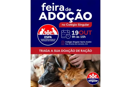 Colégio Singular Sediará Feira de Adoção Animal no Próximo Sábado