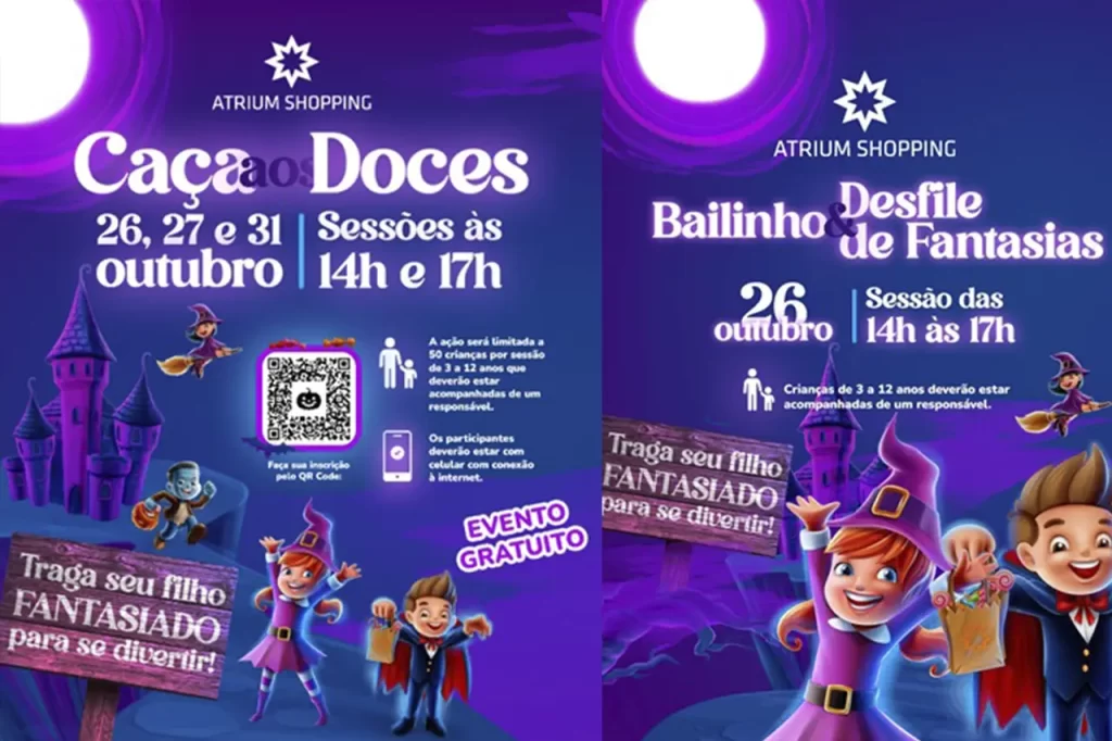 Halloween no Atrium Shopping tem caça aos doces, bailinho e concurso de fantasia