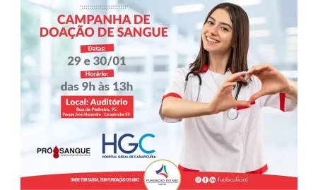 Hospital Geral de Carapicuíba realiza campanha de doação de sangue nos dias 29 e 30 de janeiro