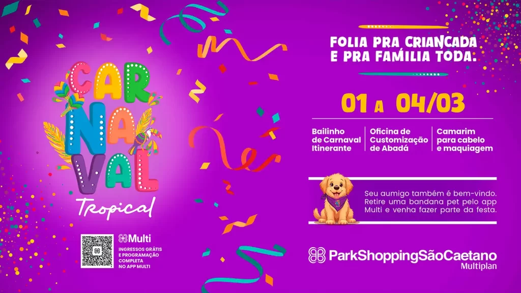 Carnaval Tropical anima o ParkShopping São Caetano com diversão para toda a família