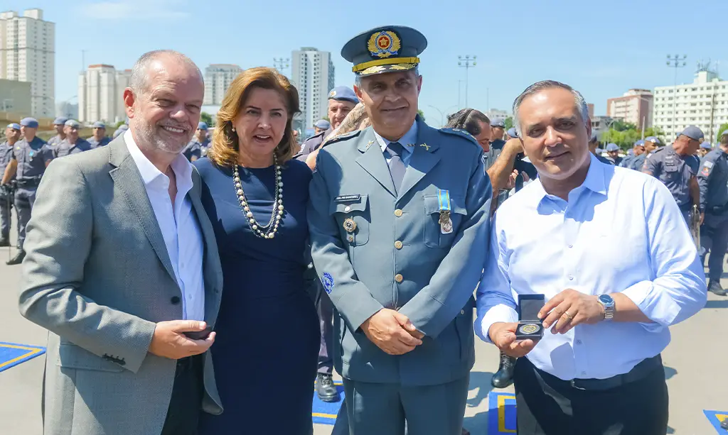 São Bernardo lança Operação Hércules para reforçar segurança nos bairros 1 Policiais militares e guardas civis municipais de São Bernardo reunidos durante o lançamento da Operação Hércules.