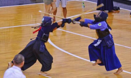 Atletas disputam Campeonato Brasileiro de Kendo 2025 no Ginásio Milton Feijão em São Caetano do Sul.