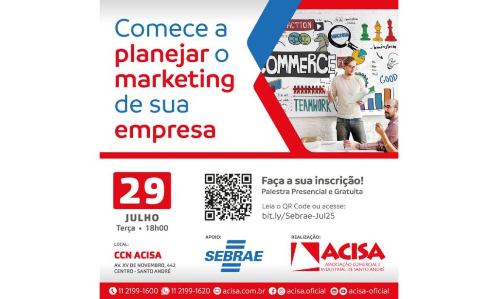 ACISA e SEBRAE promovem oficina gratuita sobre planejamento de marketing