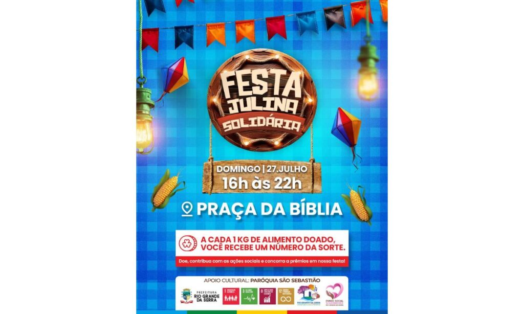 Festa Julina Solidária em Rio Grande da Serra une gastronomia típica, música e ação social