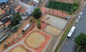 Praça Lamartine passa por obras de revitalização no Jardim Santo André