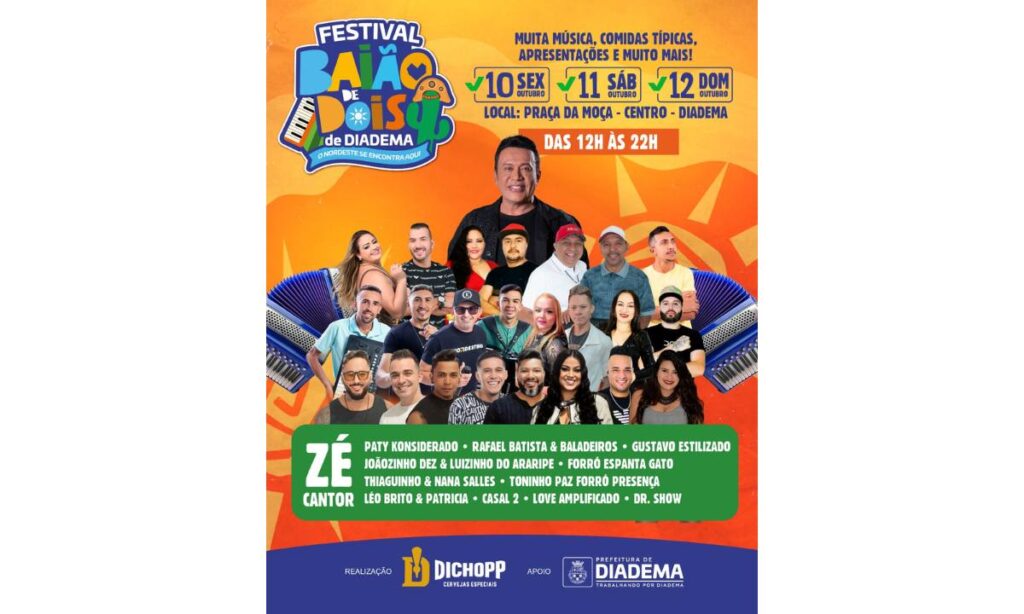 Diadema vai ferver com o Festival Baião de Dois e seus sabores nordestinos de 10 à 12 de outubro