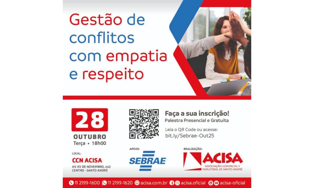 Palestra da ACISA em parceria com o SEBRAE aborda gestão de conflitos
