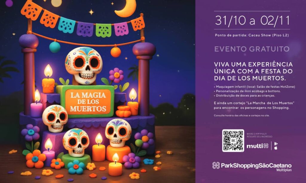 ParkShopping São Caetano celebra Halloween com “Fiesta de los Muertos”
