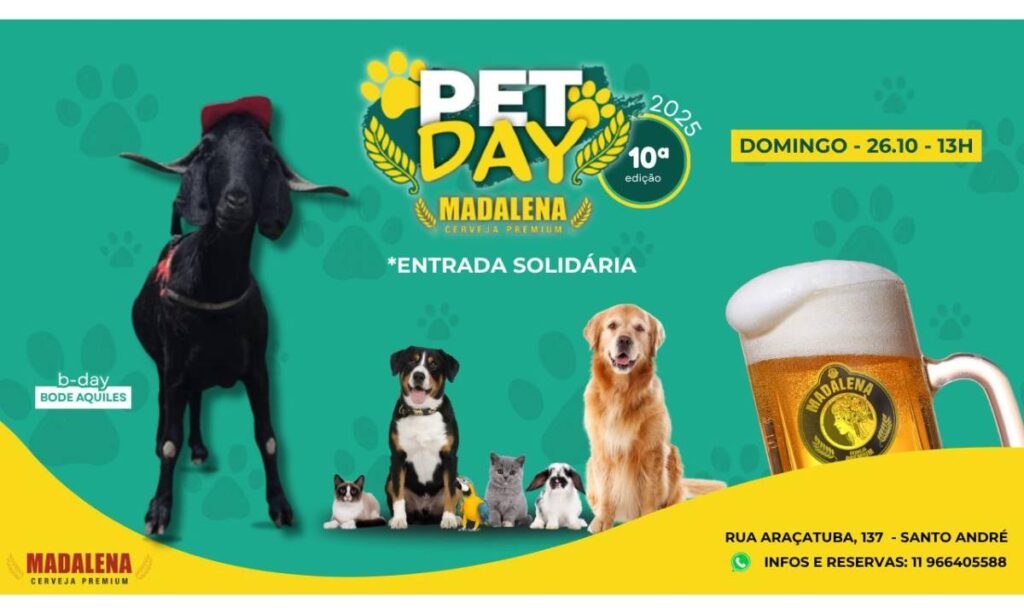 Público participa do Pet Day Madalena em Santo André com feira de adoção, música e entrada solidária