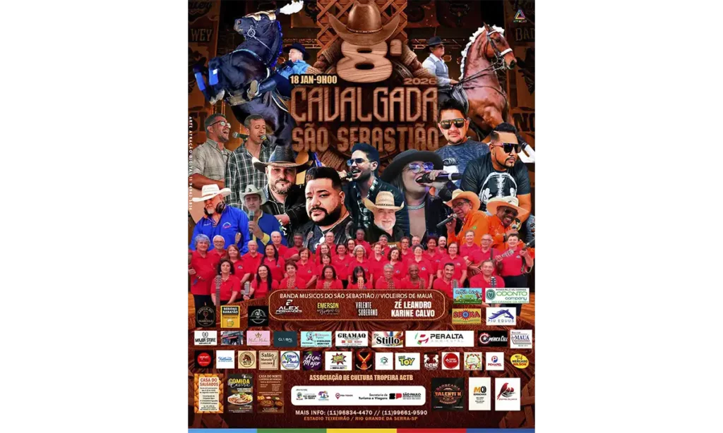 Tradição e fé: 8ª Cavalgada de São Sebastião vai movimentar Rio Grande da Serra neste domingo