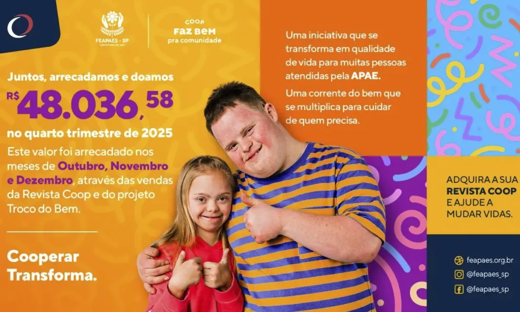 COOP faz novo repasse à Federação das Apaes