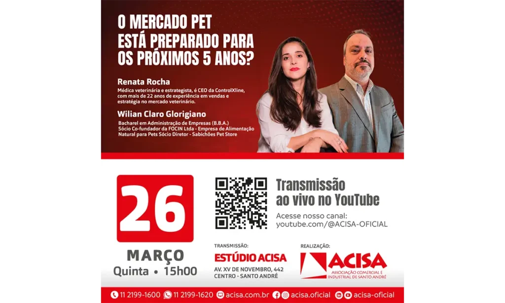 ACISA Santo André realiza live sobre tendências e desafios do mercado pet nesta quinta (26)
