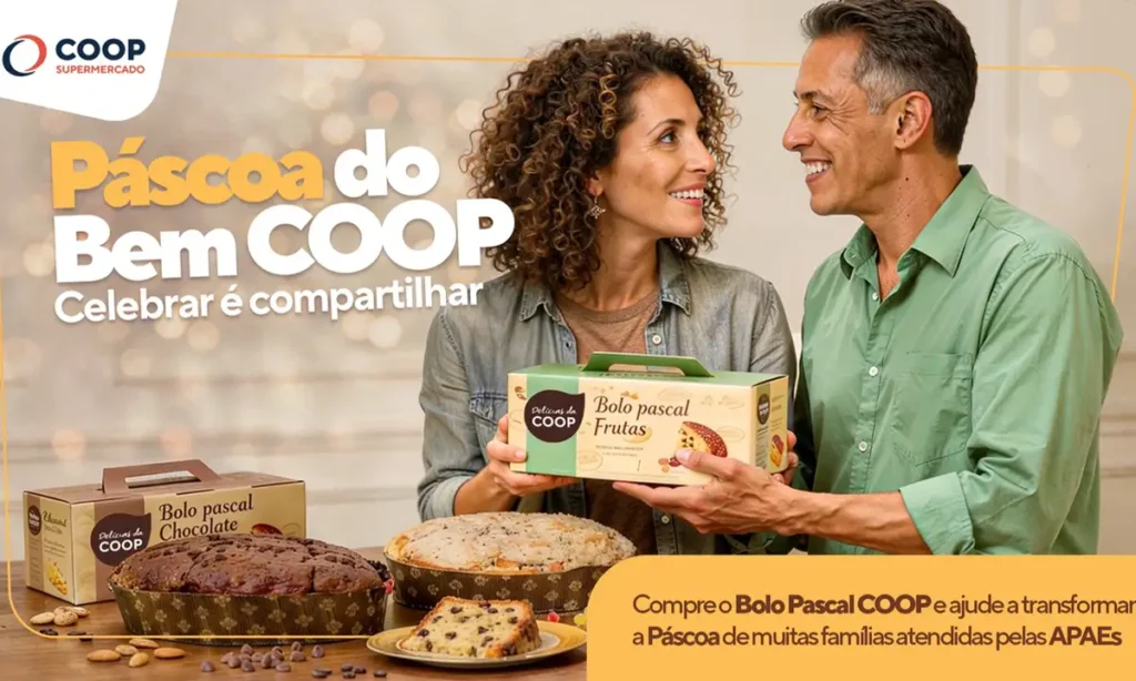 Coop lança campanha "Páscoa do Bem" e vai doar parte da renda das vendas para APAEs