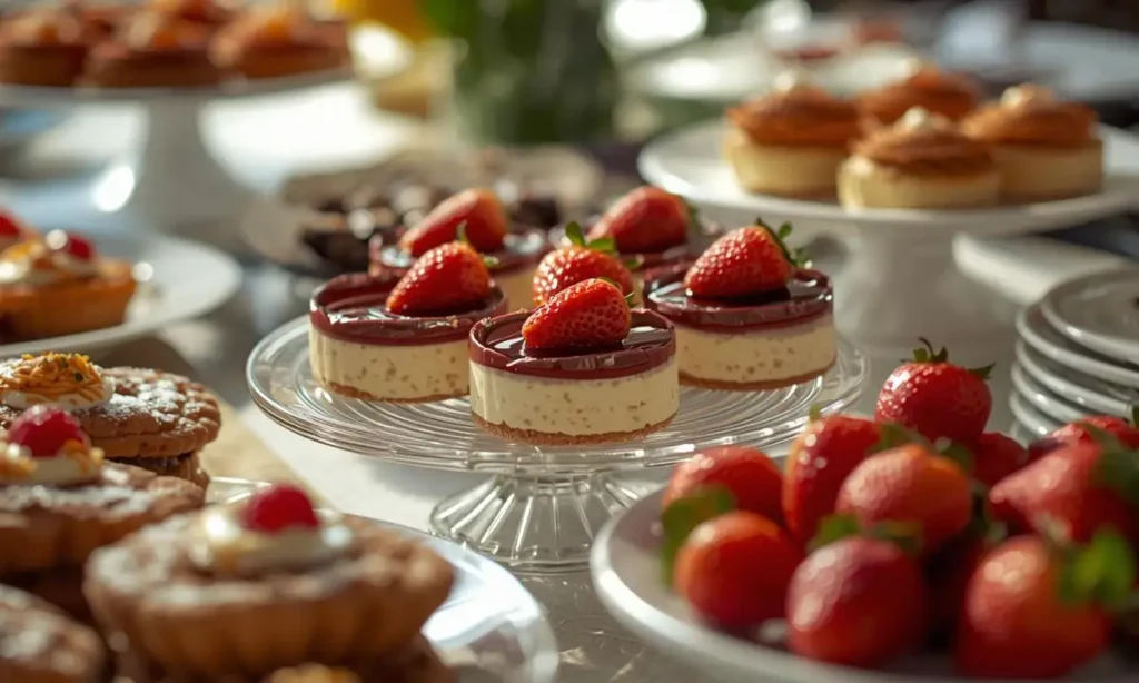 Pudim com morangos em destaque na Festa do Morango Edição Pudim em São Bernardo do Campo.