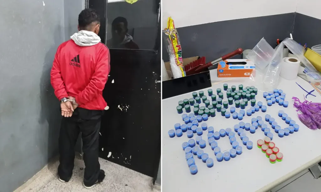 Flagrante em Diadema: Suspeito tenta despistar a Romu na viela, mas cai com 164 porções de maconha